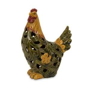  14 Arrogant Ceramic French Hen with Crackled Finish