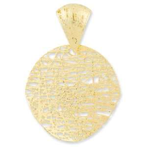  14k Mesh Small Circle Curved Pendant Jewelry