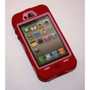  Red & Pink 2 Layer Case for Your 4g Iphone Cell Phones 