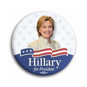  Hillary Photo Button w/ logo flag   3 