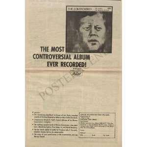    Kennedy JFK Controversy LP Promo Poster Ad 1967