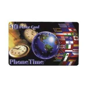 Collectible Phone Card $10. PhoneTime Picturing World Globe, Time 