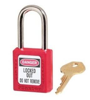 Master Lock 410RED Keyed Different Safety Lockout Padlock, Red