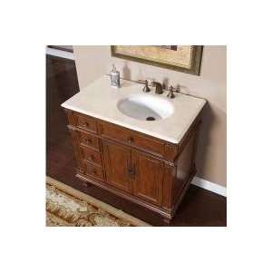36 Inch Single Sink Bathroom Vanity with Cream Marfil Marble Counter 