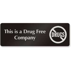 This Is A Drug Free Company (with graphic) DiamondPlate Aluminum Sign 