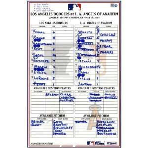  Game Used Lineup Card 5 18 2007 Dodgers at Angels Sports 