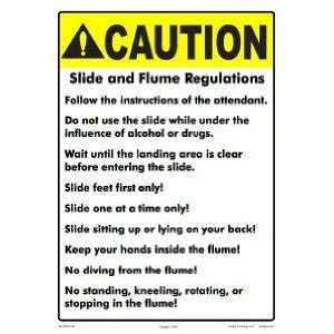  Caution Slide And Flume Regs Aluminum Sign 5610Wa1014E 