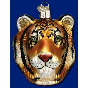   Christmas Tiger Head Glass Holiday Ornament #12234