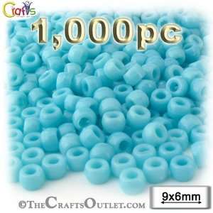  1,000pc Plastic Round Opaque Pony Beads 6x9mm Light Baby 