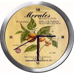  MORALES 14 Inch Coffee Metal Clock Quartz Movement 