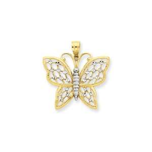  14k and Rhodium D/C Butterfly Pendant Jewelry