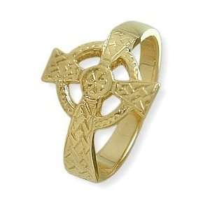   Ladies 14 Karat Yellow Gold Religious Celtic Cross Ring   5.5 Jewelry