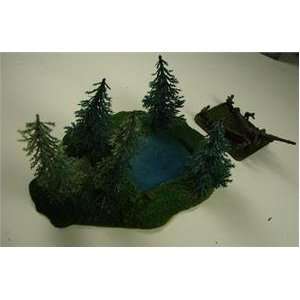  Finished Terrain 15mm WWII Pinetree Stand w/Pond 5trees 