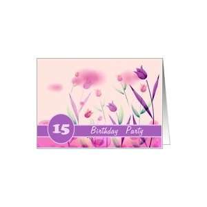 Invitation.15th Birthday Party.Pink Tulips Card Toys 