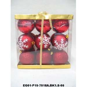  Christmas Ornaments Set Of 18pc 2.8 Red Shiny/Painting 