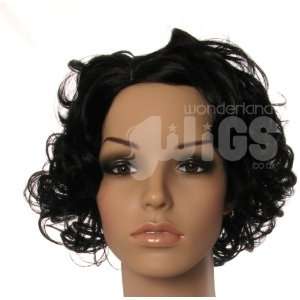 Short black curly kiss curl 1920s pinup style wig Beauty