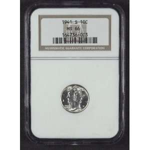 1941 S Mercury Dime Graded MS66 by NGC 