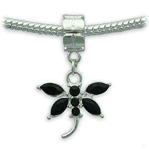 slide on Charm Bead   Dragonfly black dangle element #16147, Beads 