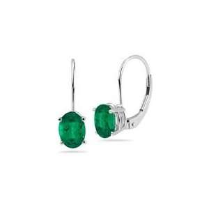  1.44 Cts Lab Created Emerald Stud Earrings in 14K White 