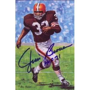   Jim Brown Autographed Cleveland Browns Goal Line Art 
