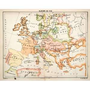  1896 Lithograph Europe Habsburg Empire Poland France Spain 