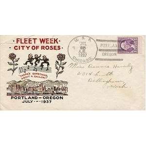 Fleet Week July 1937 City of Roses Commemorative Cover Postmarked 