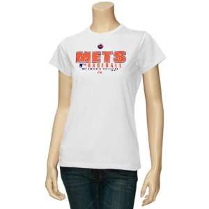 Majestic New York Mets Ladies White Practice T shirt (Large)  