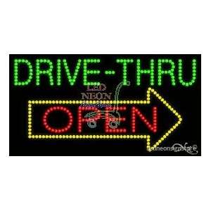  Drive Thru Open LED Business Sign 17 Tall x 32 Wide x 1 