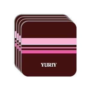 Personal Name Gift   YURIY Set of 4 Mini Mousepad Coasters (pink 