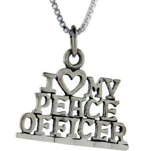 925 Sterling Silver I Love My Peace Officer Talking Pendant (w/ 18 
