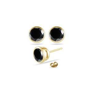  2.84 3.46 Cts Round AAA Black Diamond Stud Earrings in 14K 