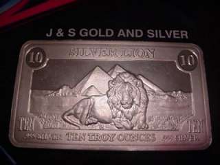   BAR .999 FINE SILVER PROOF   GOLDEN LION MINT   LION W/PYRAMIDS  