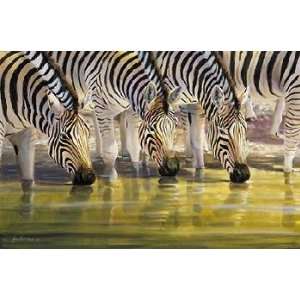  Grant Hacking   Golden Reflections   Zebras Canvas Giclee 