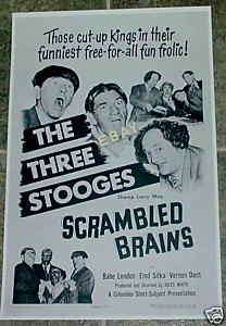 THREE (3) STOOGES POSTER   SCRAMBLED BRAINS   1951  