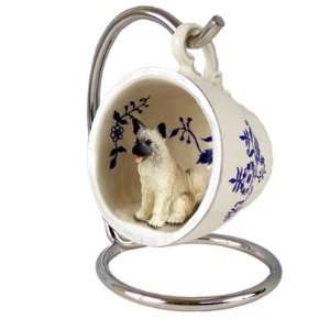  Akita Blue Tea Cup Dog Ornament   Fawn