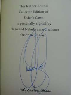 signed by the author, Enders Game by Orson Scott Card, Easton Press 