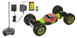 The three channel remote control allows up to three cars to race. View 