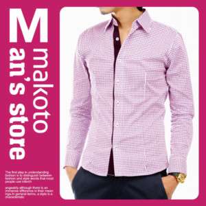 MAKOTO Mens Trendy Slim Line Dress Casual Shirts AD25  