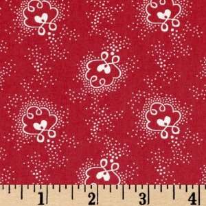  43 Wide Always & Forever Looped Hearts Red/White Fabric 
