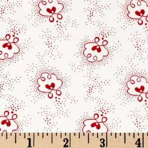  43 Wide Always & Forever Looped Hearts White/Red Fabric 