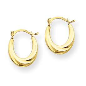 New 14k Pretty Gold Shrimp 3/8 Hoop Earrings  