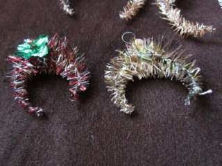 Antique feather tree tinsel ornaments grouping of 4  