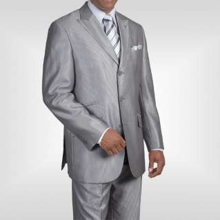 Mens 2 piece Milano Moda Luxurious Wool Feel Suit Silver 58026  