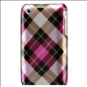  3g 3gs Iphone Brown Pink Diagonal Plaid 2 piece Front Back 
