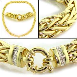 Diamond Wheat Mesh Link Necklace 14K Yellow Gold  