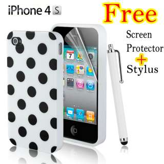 Pink White Polka Dots Silicone TPU Skin Cover Case for iPhone 4 4G 4th 
