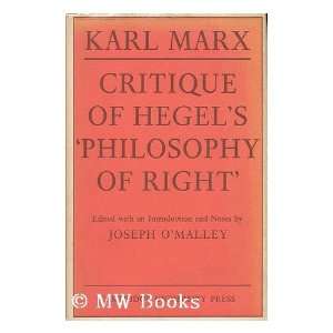   Joseph OMalley Karl (1818 1883) . Joseph Omalley (Ed. ) Marx Books