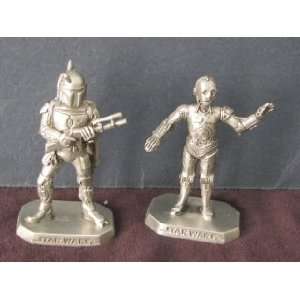  Star Wars C 3PO and Boba Fett Pewter Figurines Everything 