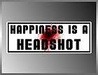 Happiness Is a Headshot Video Games Zombies Vinyl Decal Bumper Sticker 