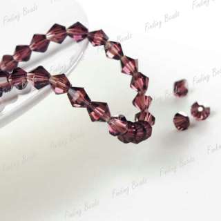50Pcs Purple Faceted Swaroski Crystal Bicone Bead CR131  